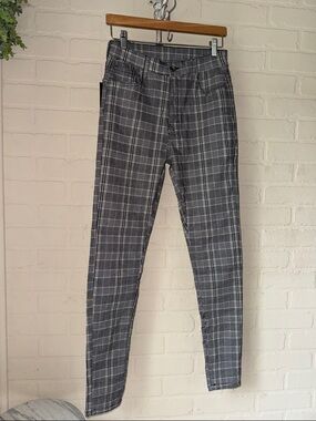Plaid pants Skinny Trousers stretch NEW dark academia pockets